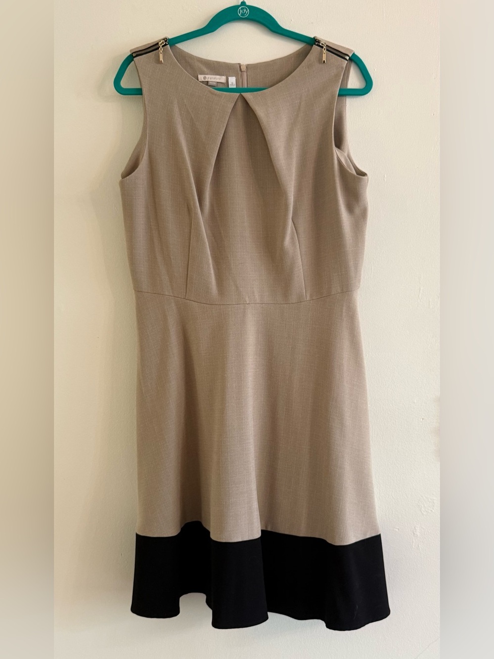 Darby Two-Tone Taupe Dress with Black Hem size 16